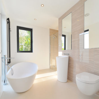 Family Bathroom with contemporary bathroom suite