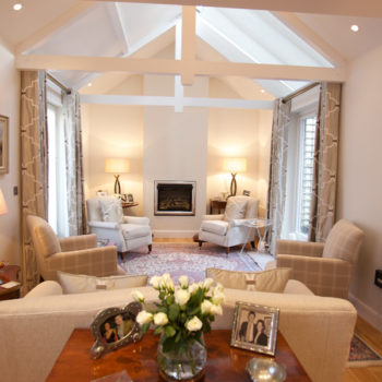 Living area of remodelled house with skylights