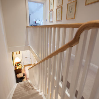 Staircase of remodelled mews house in Haygarth Place Wimbledon